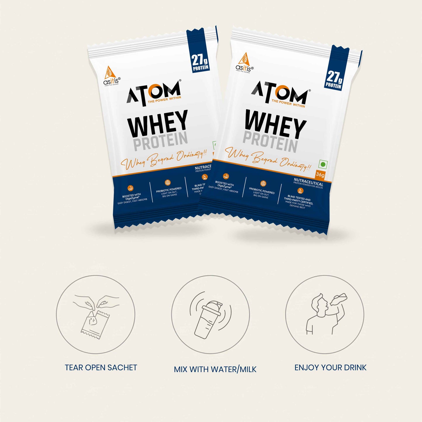 ATOM Whey Assorted - 36 gms (Pack of 6)