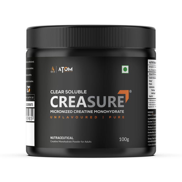 AS-IT-IS ATOM Creasure® 100% Soluble Creatine Monohydrate, Micronised & Unflavored - 33 Servings