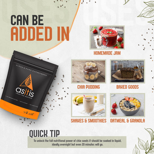 Organic Chia Seeds - 350g | Vegan Source of Protein | Antioxidant-Rich | High In Fibre - AS-IT-IS Nutrition