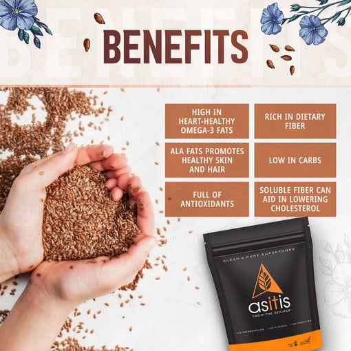 Buy Organic Flax Seeds Online - 600g | Excellent Vegan Source Of Omega-3s | Antioxidant-Rich | Fibre-Rich | Nutritious - AS-IT-IS Nutrition