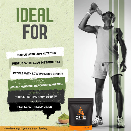 AS-IT-IS Organic Moringa Leaves Powder - 250g | 100% Pure & Natural | Highly Nutritious | Natural Energy Boost | Raw Superfood | Sun Dried | Great in Green Drinks & Smoothies - AS-IT-IS Nutrition