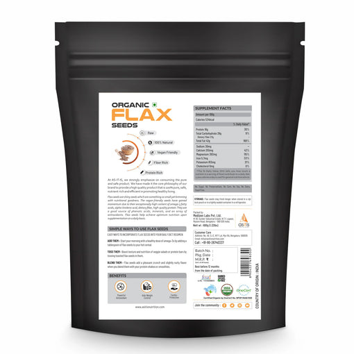 AS-IT-IS Organic Flax Seeds - Excellent Vegan Source of Omega 3s - 600g