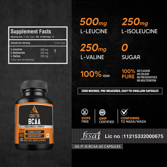 AS-IT-IS BCAA Capsules for Muscle Growth & Recovery
