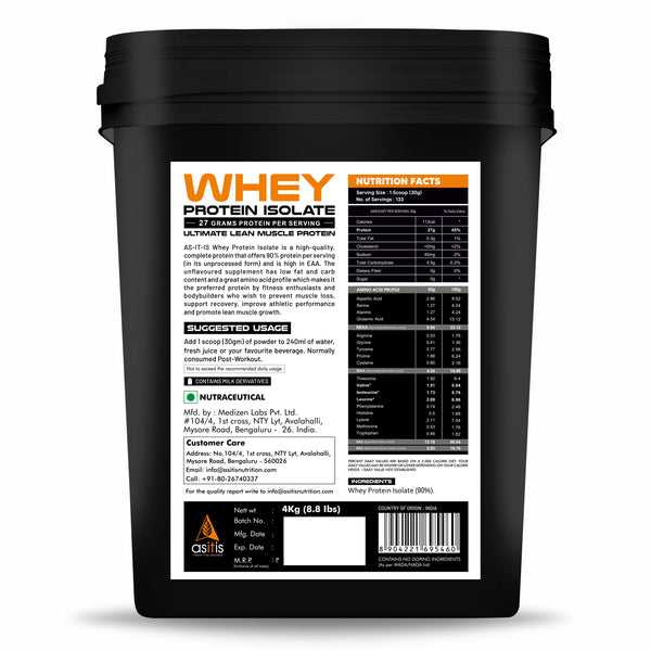 whey protein isolate 4kg container