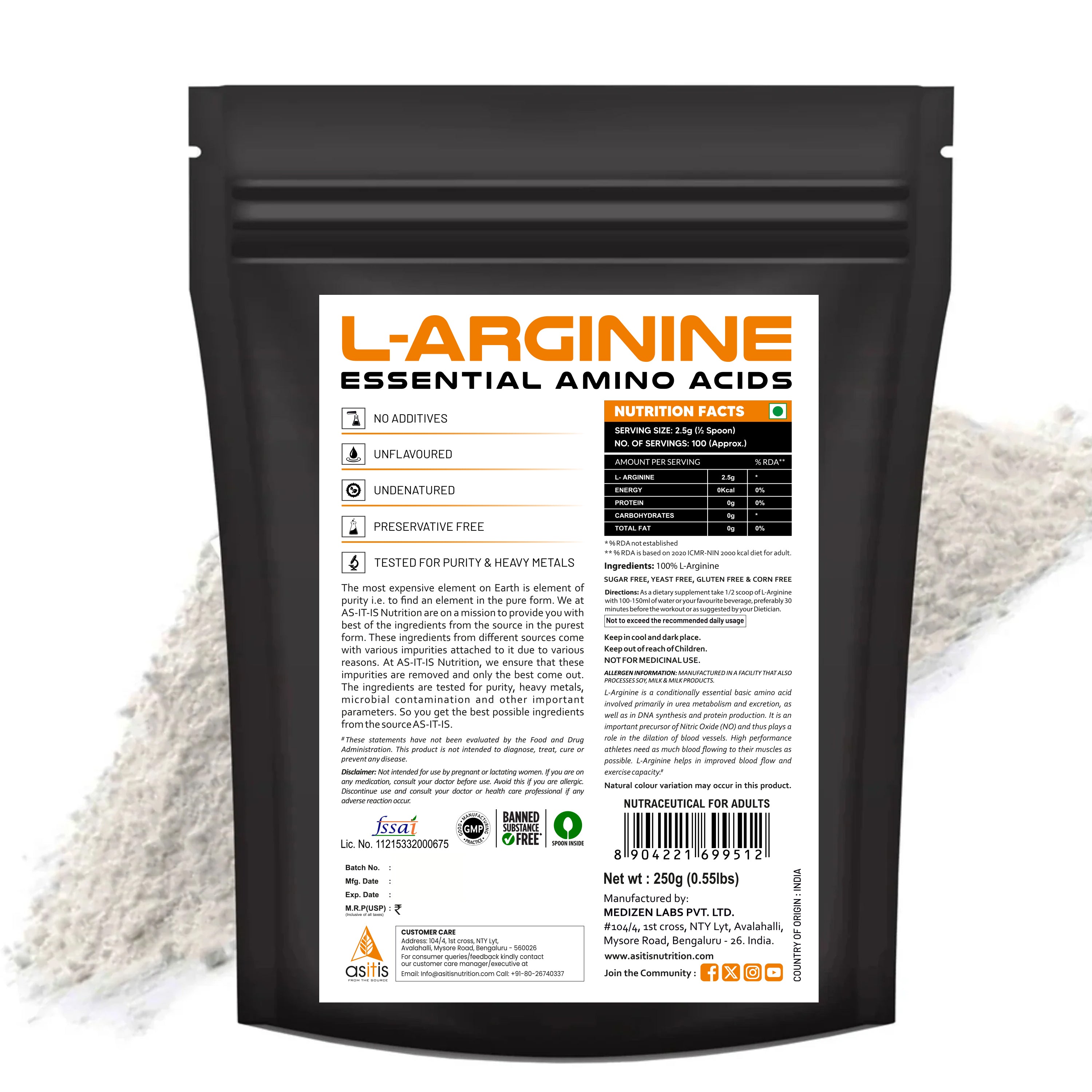 L-rginine 250gm