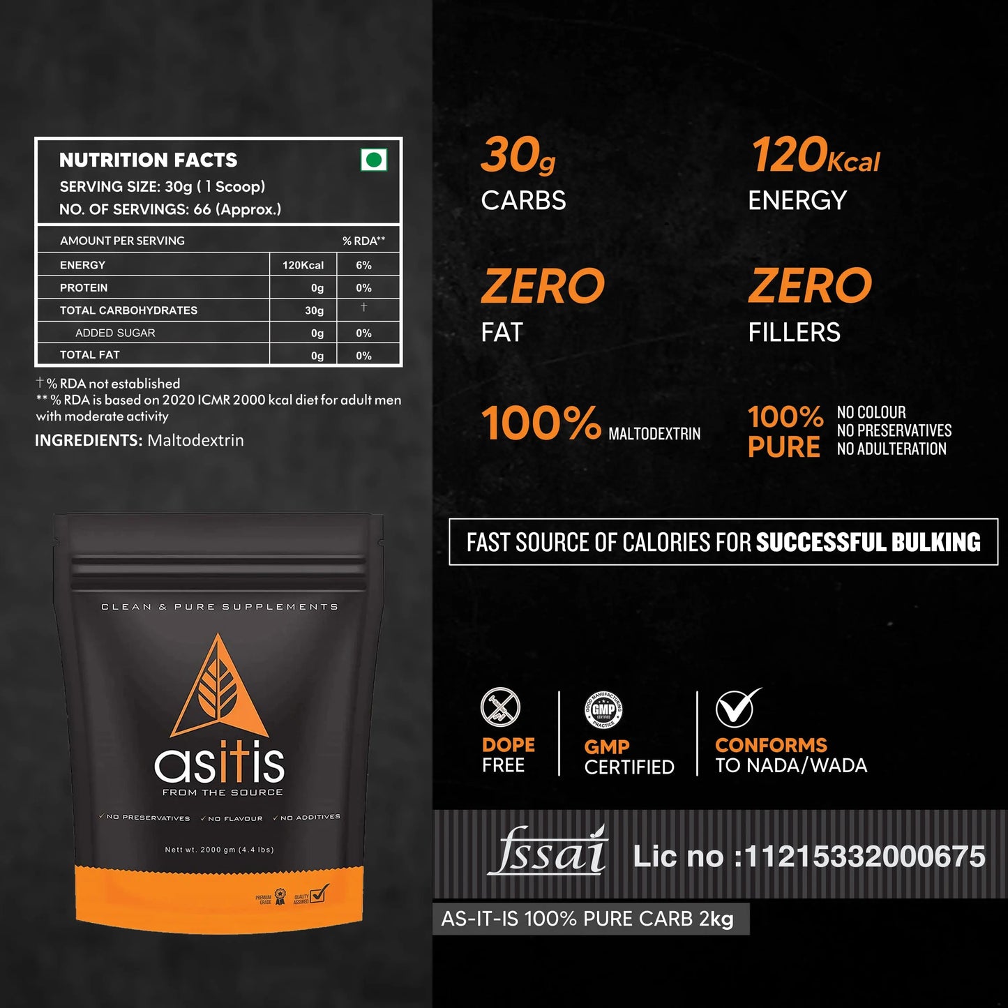 AS-IT-IS 100% Pure Carb for Weight Gain