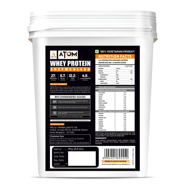 whey protein 4kg kesar elaichi container