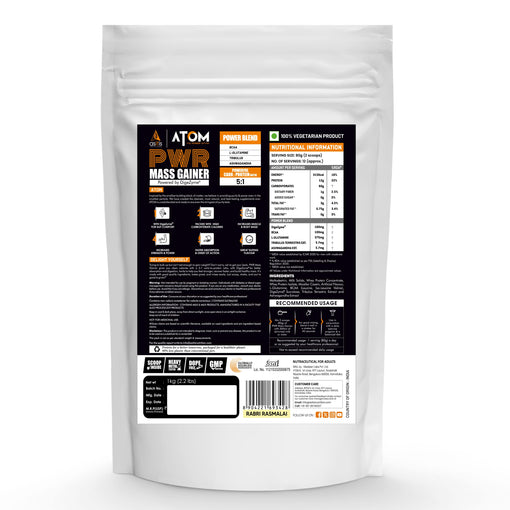 ATOM PWR Mass Gainer with BCAA, L-Glutamine, Tribulus, Ashwagandha