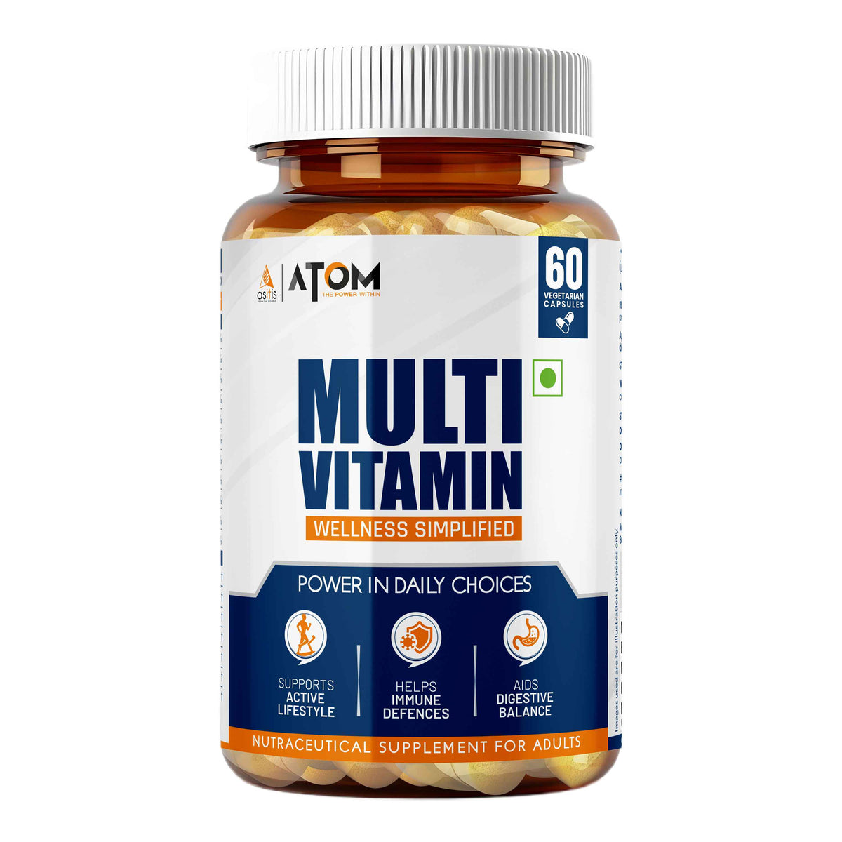 AS-IT-IS ATOM Multivitamin for Men & Women | 13 Vitamins, 11 Minerals & Probiotic Blend | 60 Capsules
