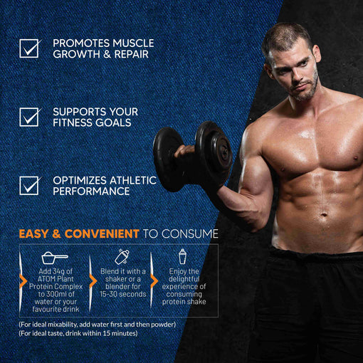 ATOM Plant Protein Complex I Whey Protein Equivalent I 26g Protein I Ashwagandha-Infused Vegan Protein