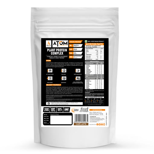 ATOM Plant Protein Complex I Clinically Tested Whey Protein Equivalent I 26g Protein I Ashwagandha-Infused Vegan Protein