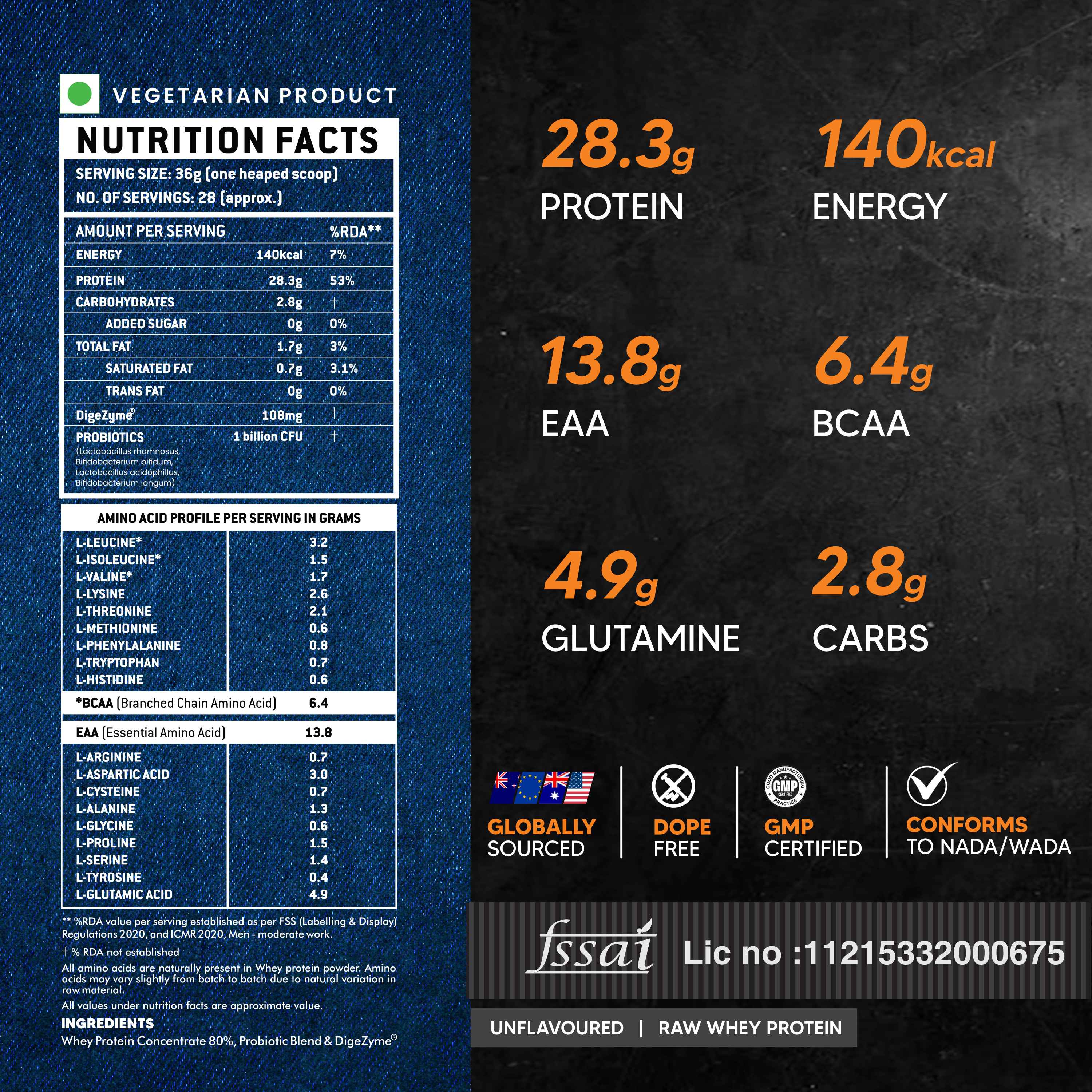 Raw Whey Unflavoured-1kg