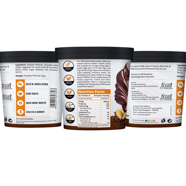ATOM Chocolate Peanut Butter 1Kg | Gluten Free | Cholesterol Free