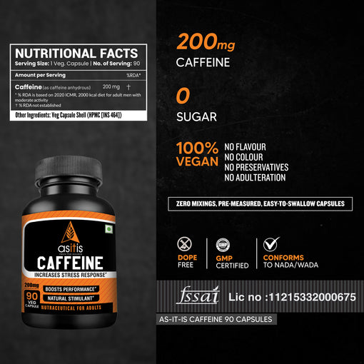 AS-IT-IS Caffeine Capsules - 200mg
