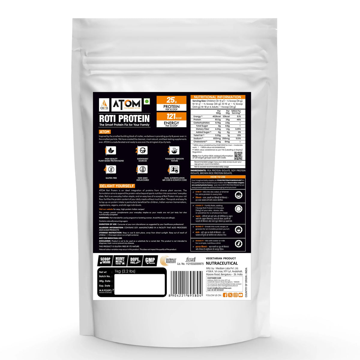 ATOM Roti Protein | 25g Protein Per Serving – AS-IT-IS Nutrition