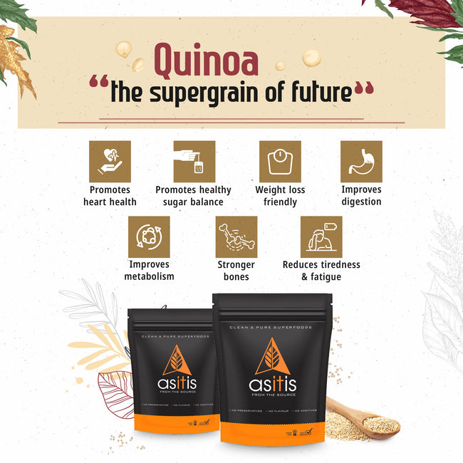AS-IT-IS Organic Quinoa Seeds - 1200g | Excellent Vegan Protein Source | Gluten-Free | Fibre-Rich | Nutrient-Dense - AS-IT-IS Nutrition