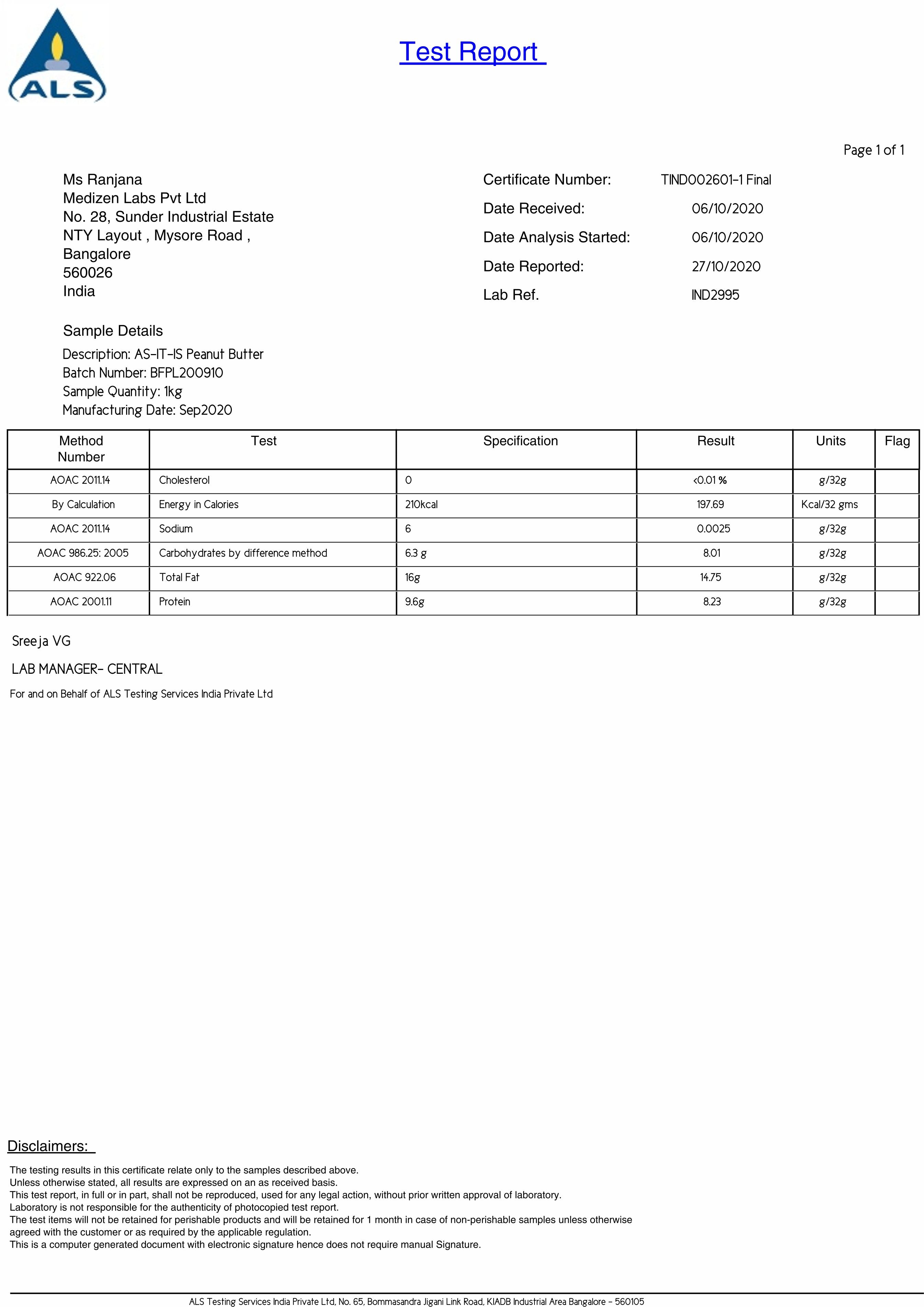 peanut butter lab test reportCrunchy, Creamy
