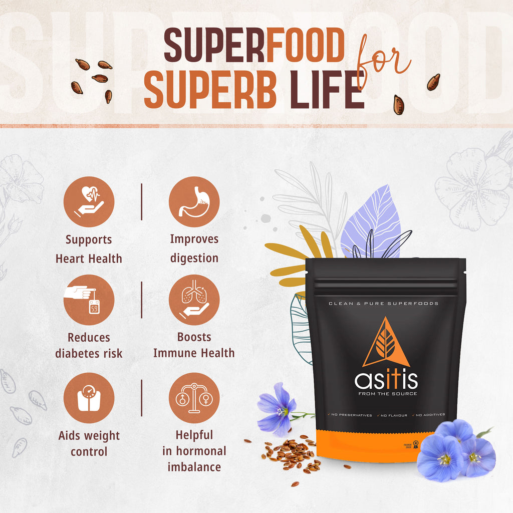 ASITIS Organic Flax Seeds Excellent Vegan Source of Omega 3s 600