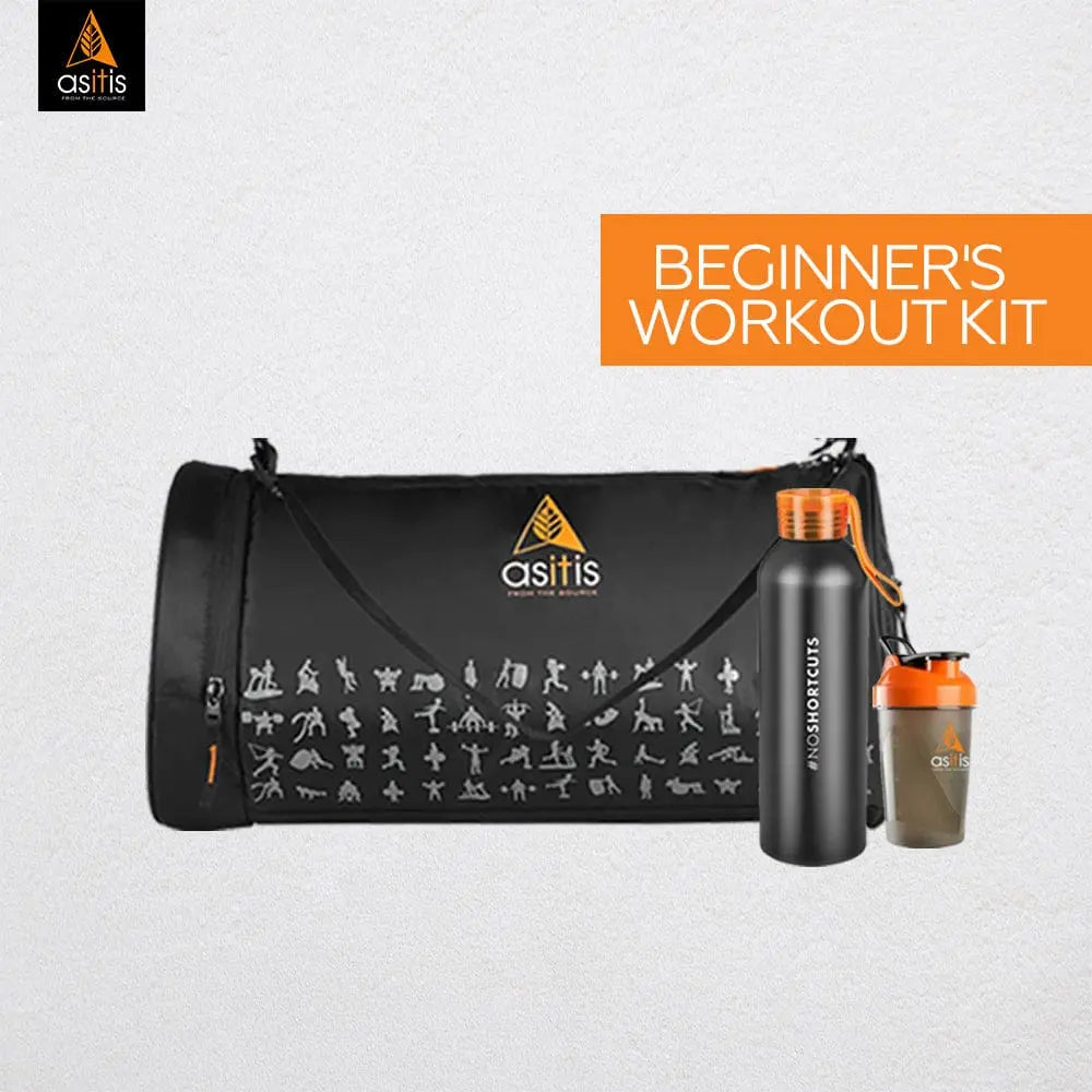 AS-IT-IS Beginners Workout Kit | Gym Bag, Shaker & Metal Water Bottle | Starter Set
