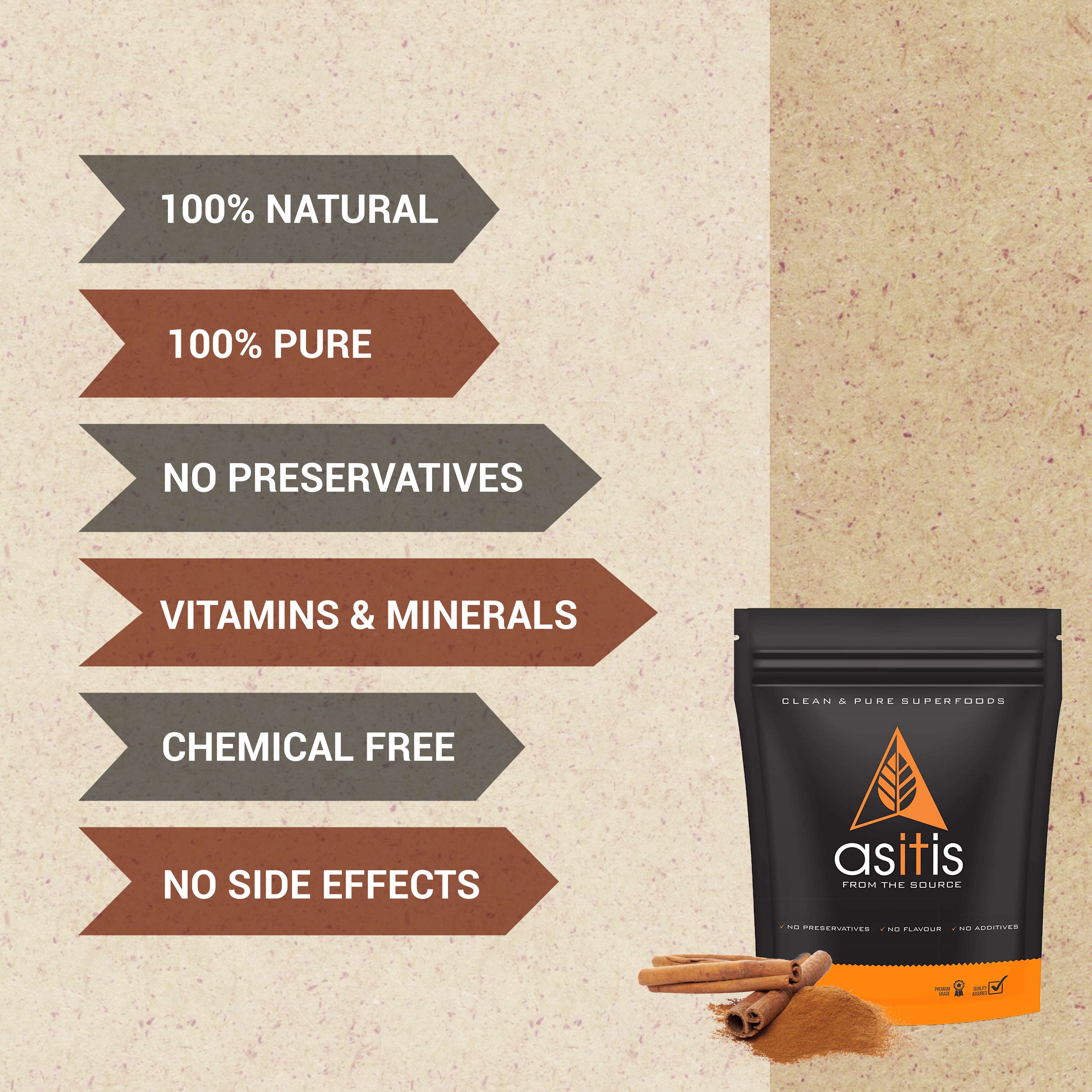 AS-IT-IS Cinnamon Powder - 250g | 100% Pure & Natural | Promotes Immunity | Healthy Digestion | Antioxidant - AS-IT-IS Nutrition