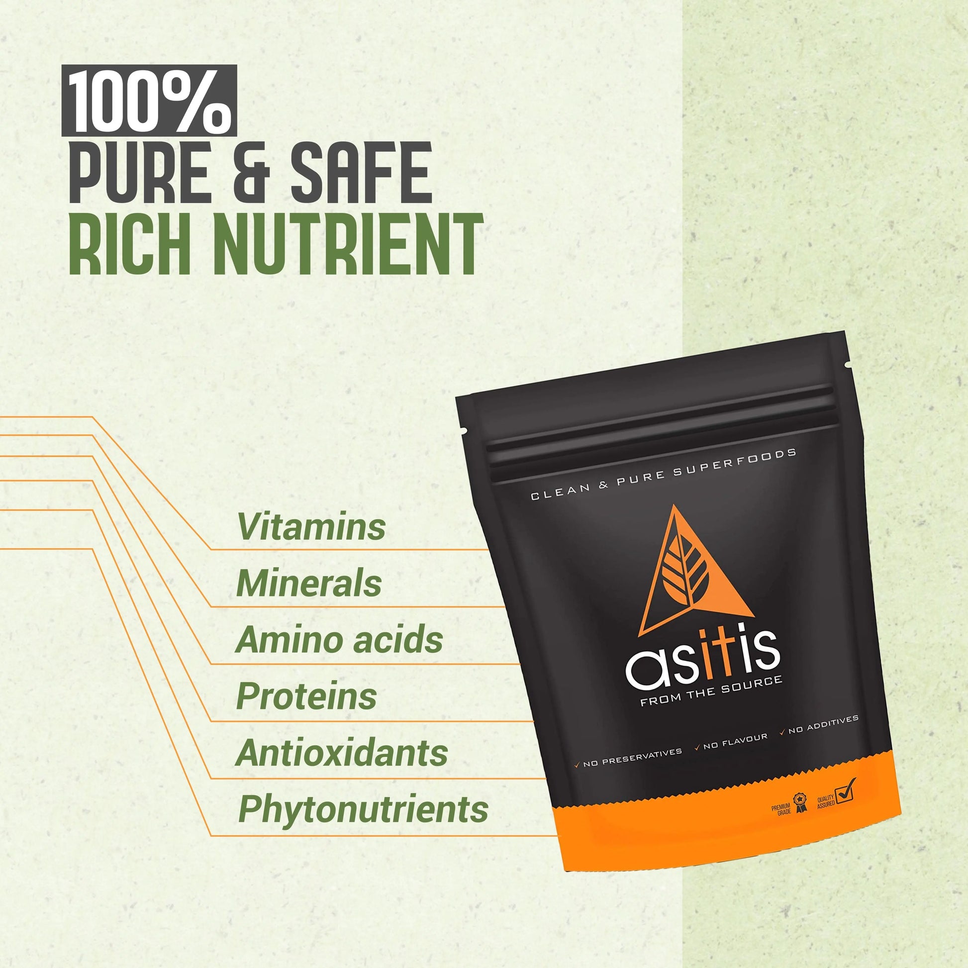 AS-IT-IS Organic Moringa Leaves Powder - 250g | 100% Pure & Natural | Highly Nutritious | Natural Energy Boost | Raw Superfood | Sun Dried | Great in Green Drinks & Smoothies - AS-IT-IS Nutrition