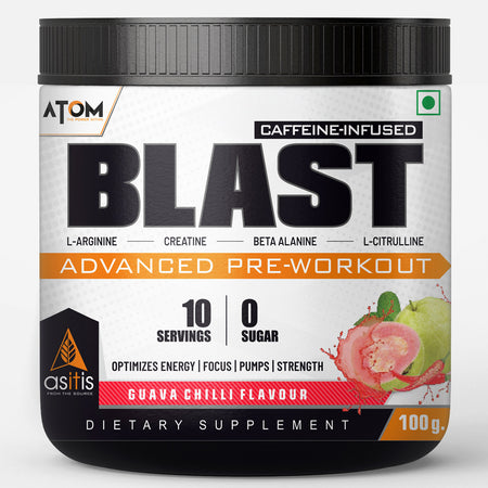 ATOM A7 Pre-workout with Caffeine, L-arginine, Creatine, Beta-alanine | Watermelon Flavour