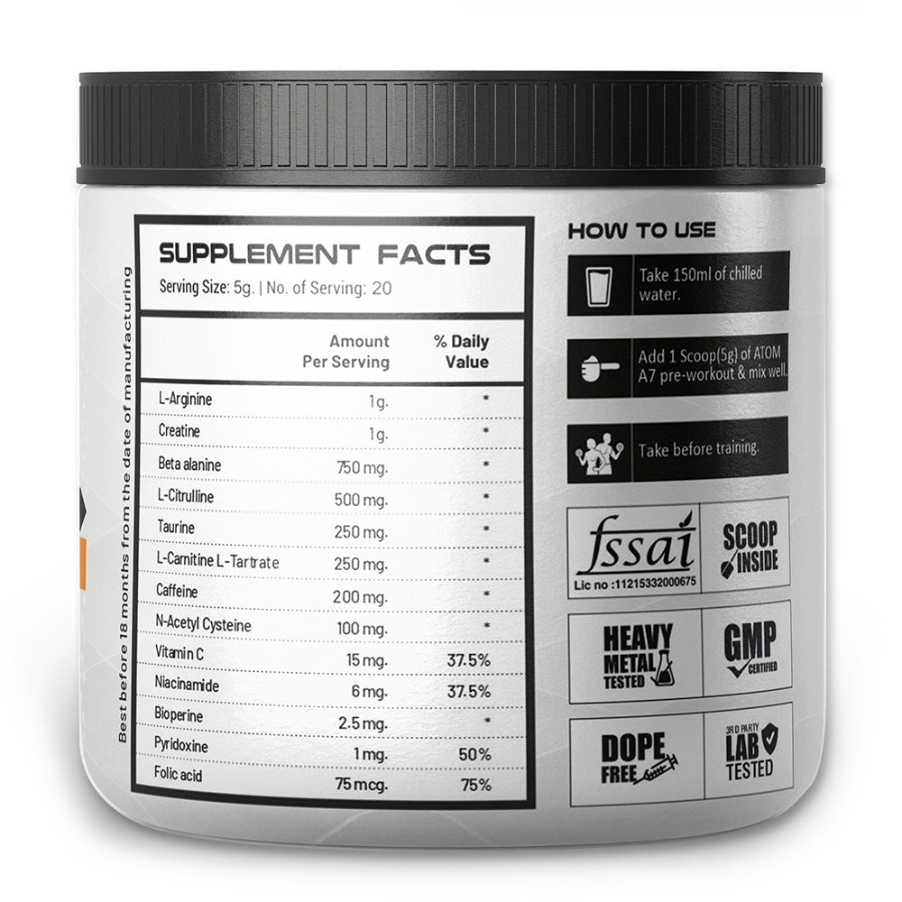 Pre work out supplement details