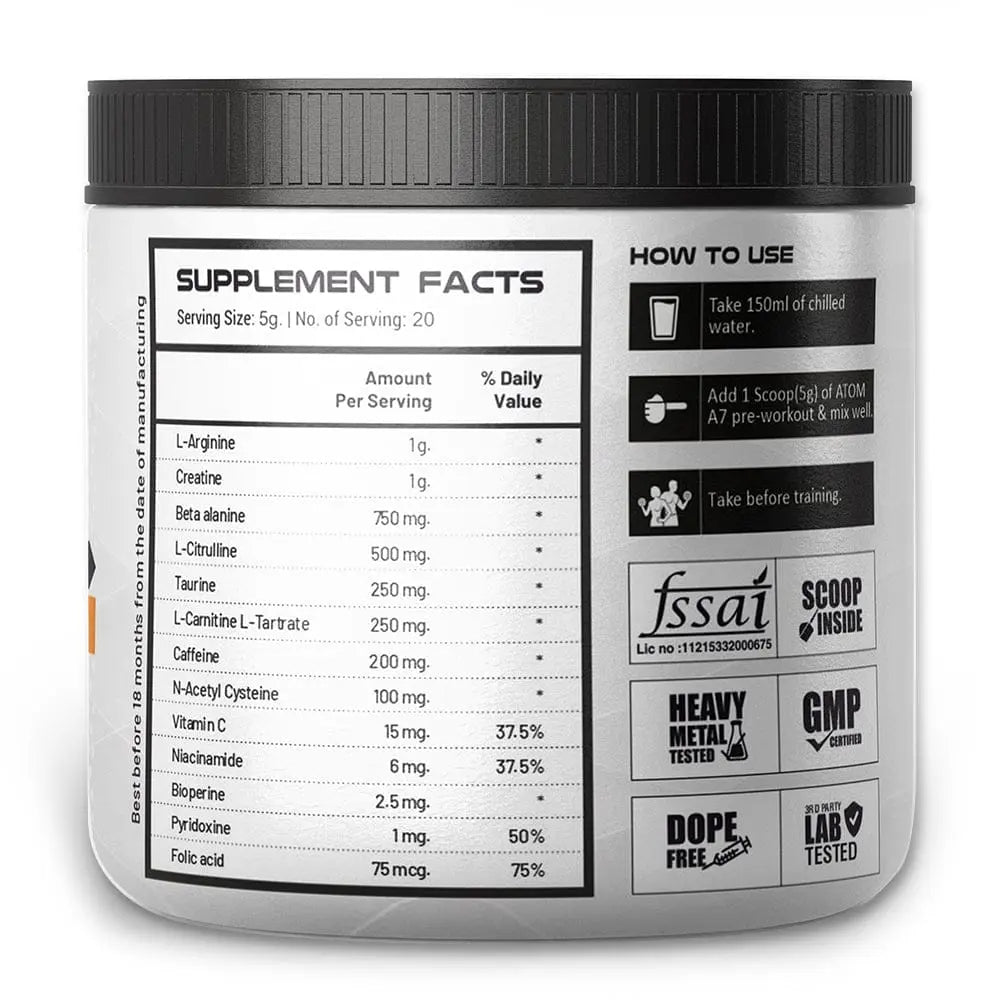Pre work out supplement details