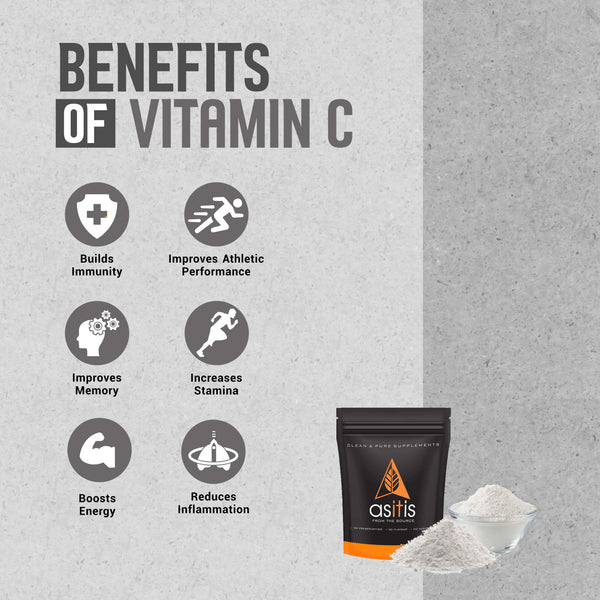 AS-IT-IS Vitamin C Powder - 100g | 100% Pure Ascorbic Acid | Highly Bioavailable | For Skin Whitening | Food Grade - AS-IT-IS Nutrition