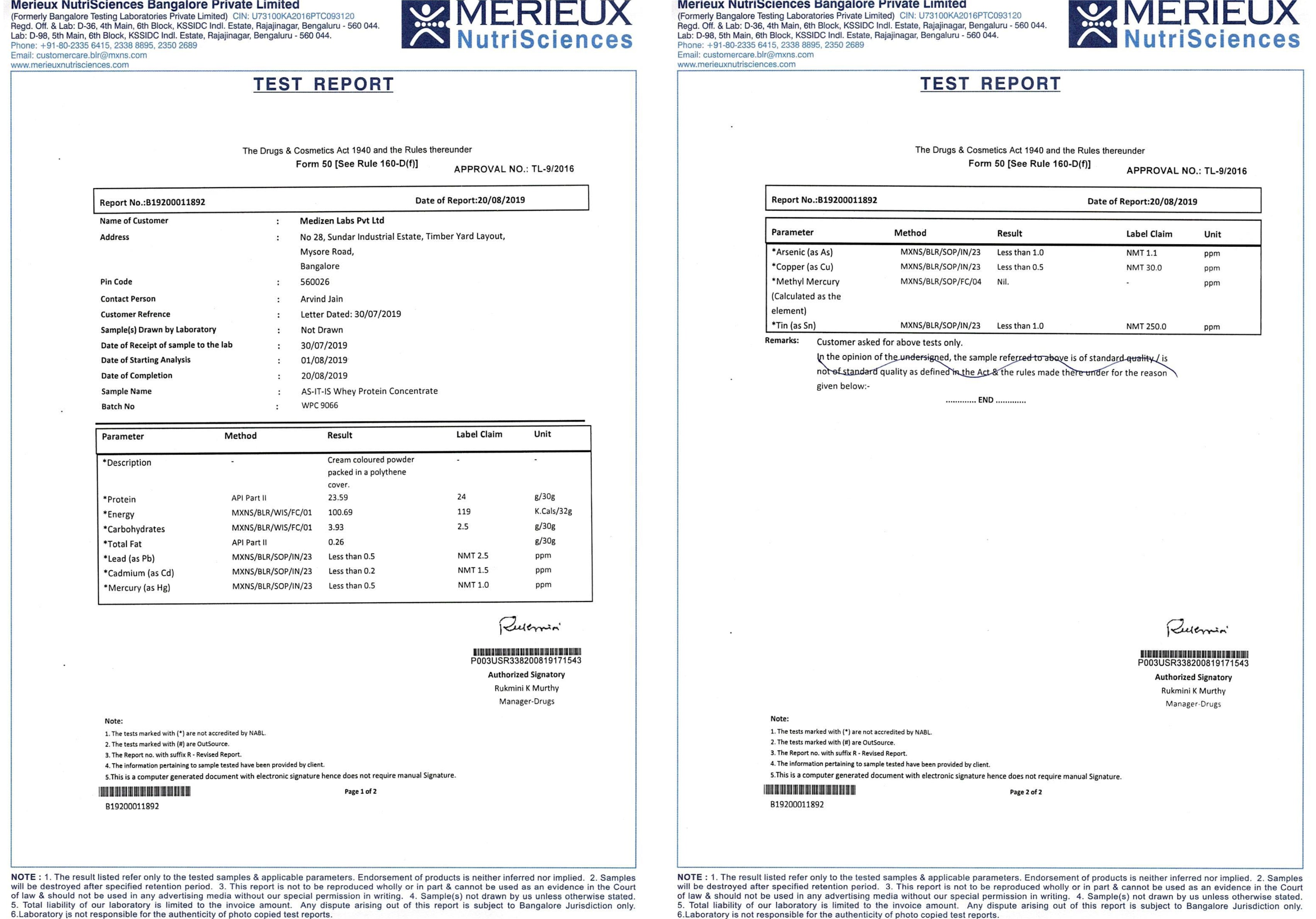 AS-IT-IS Nutrition Whey Protein Concentrate 80% Unflavoured, tested for purity - 5 Kg - AS-IT-IS Nutrition
